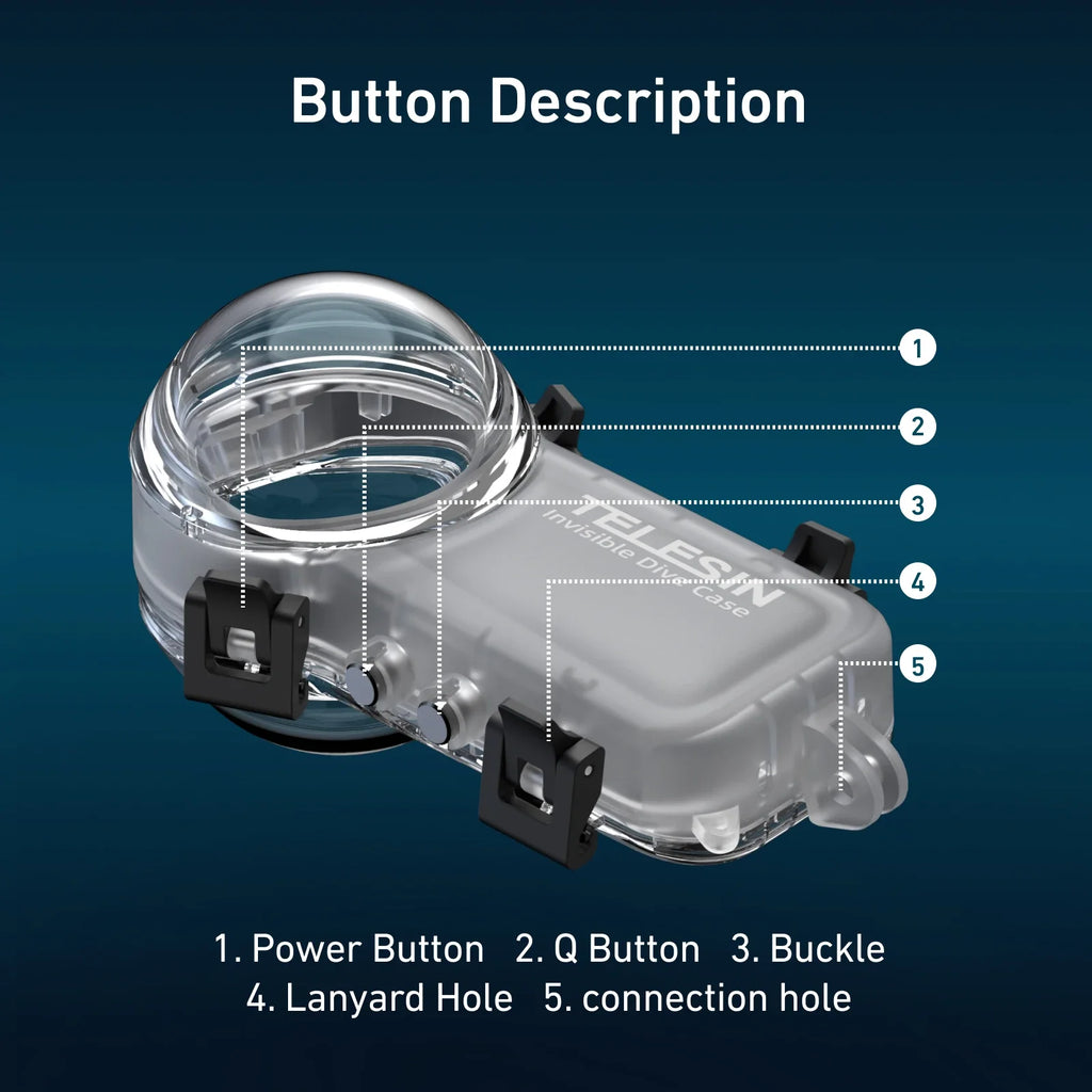 TELESIN Waterproof Dive Case for Insta360 X4 - 50M Underwater Housing