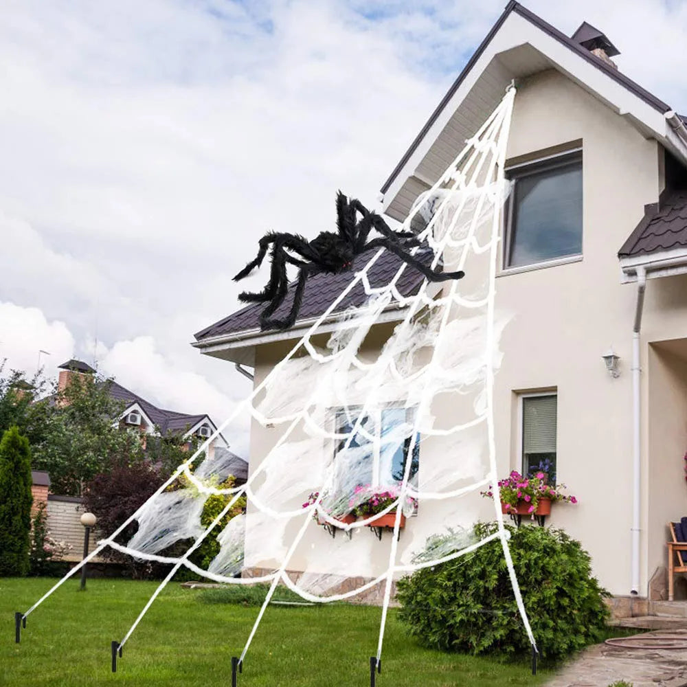 5m Plush Spider Web - Perfect Halloween Outdoor Decoration