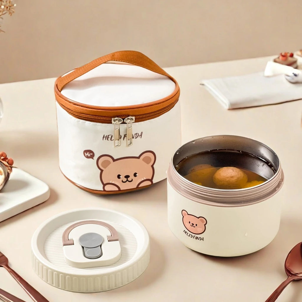 Cute Bear Stainless Steel Insulated Bento Lunch Box for Kids