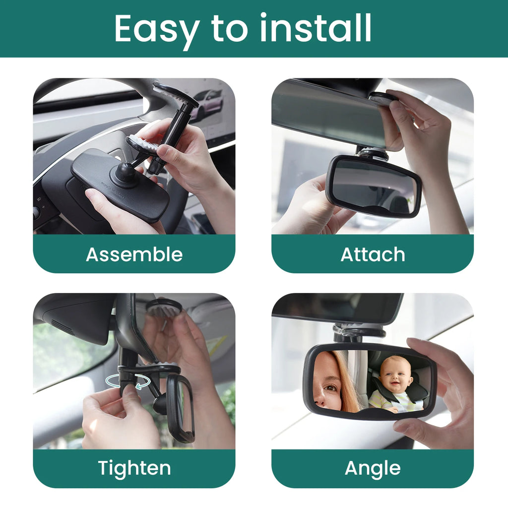 Shatterproof Baby Car Mirror - Forward Facing Clip-On for Safe Travel