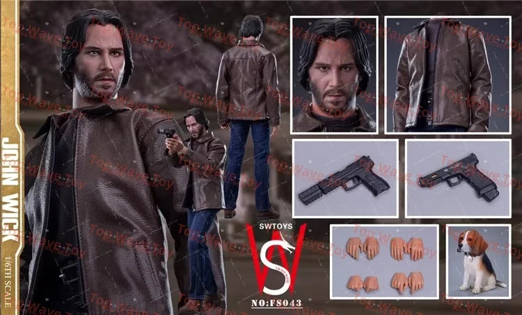 John Wick Action Figure Set with Dog - 1/6 Scale Collectible Toy