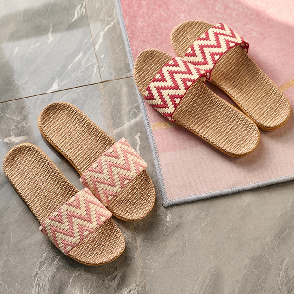 Stylish Linen Slippers - Lightweight Non-Slip Home Sandals
