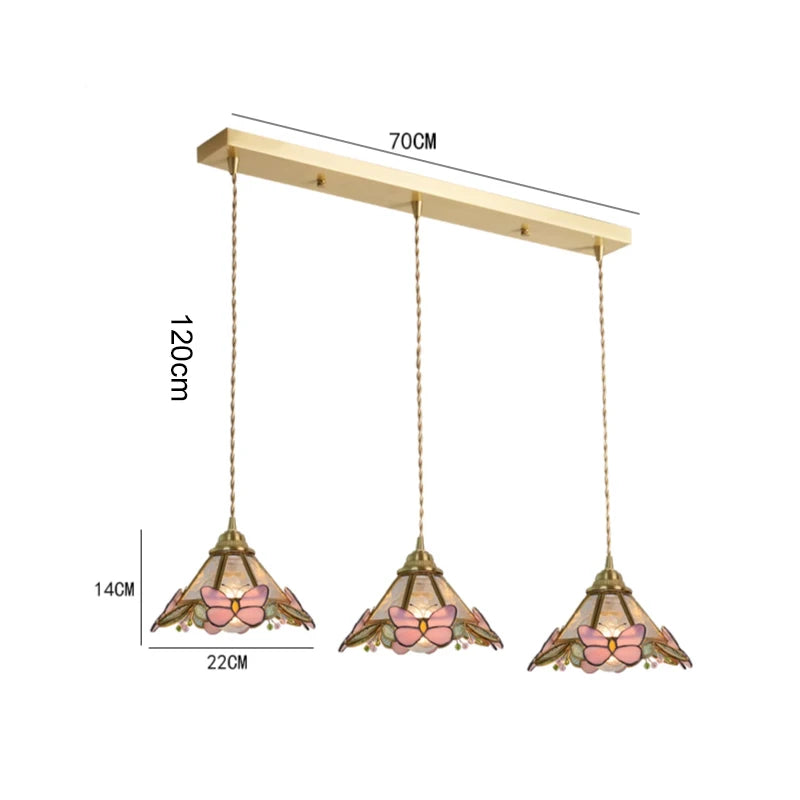 Butterfly Glass Copper LED Pendant Lamp for Modern Indoor Decor