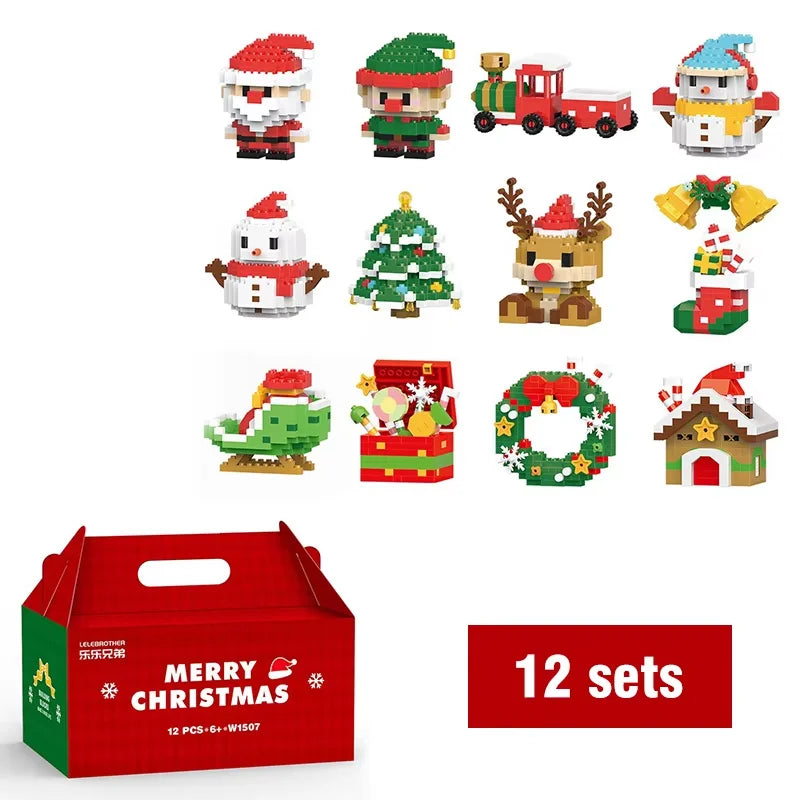 Festive Christmas Micro Brick Set - Santa, Snowman, Reindeer & Tree