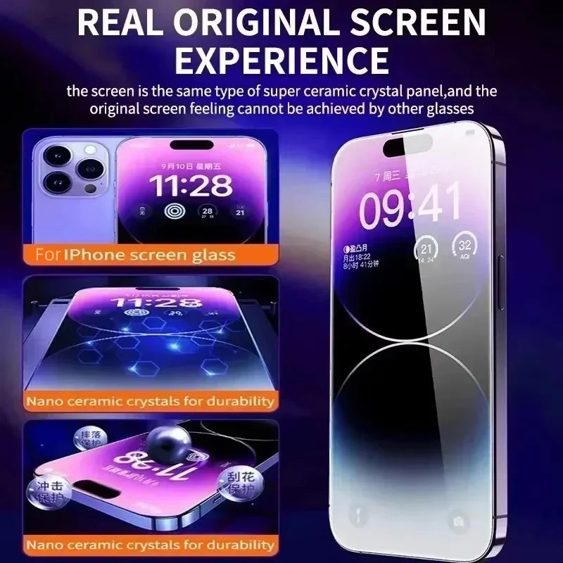 Oleophobic Coating Tempered Glass Screen Protector for iPhone 13-16