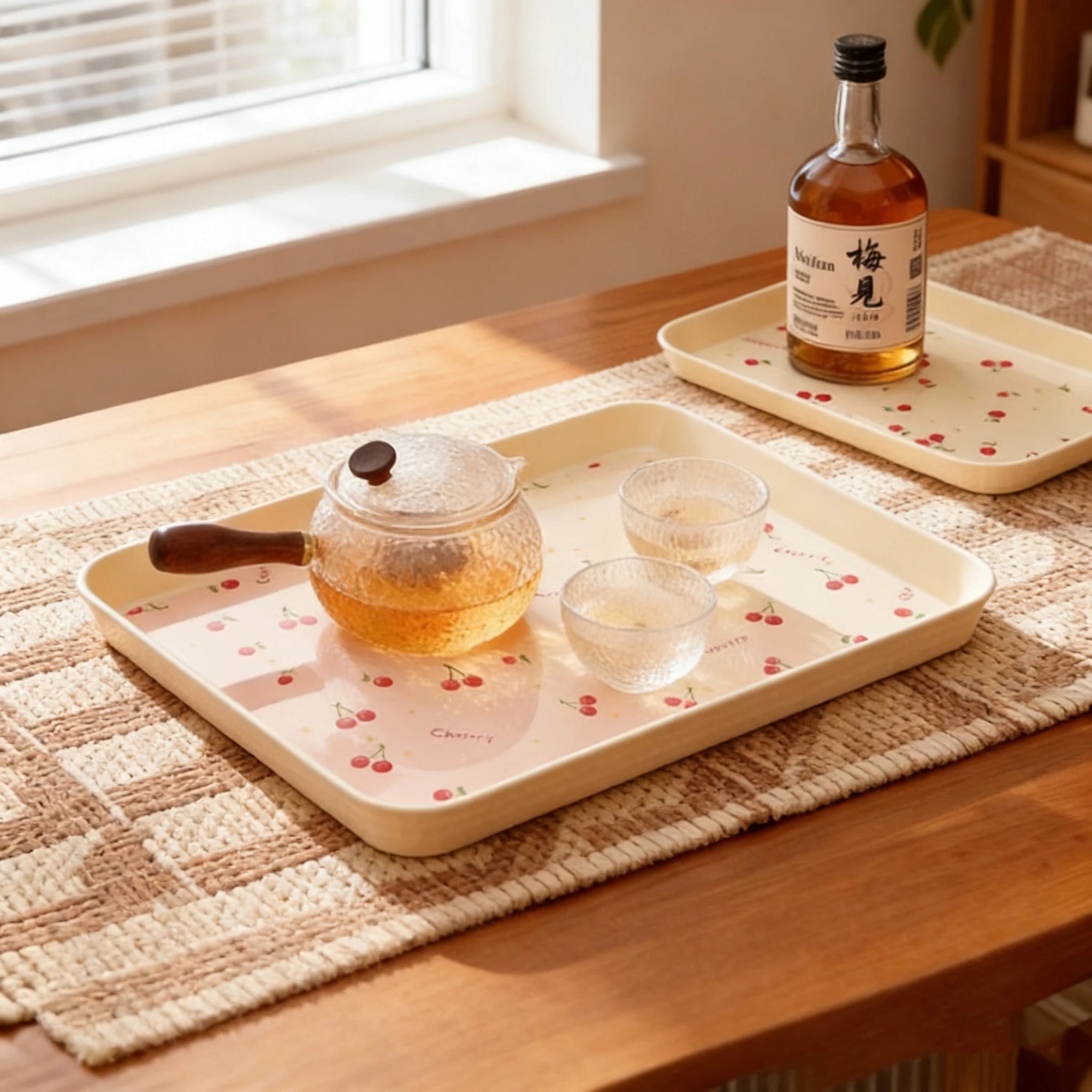 Cherry Pattern Decorative Serving Tray for Home & Kitchen