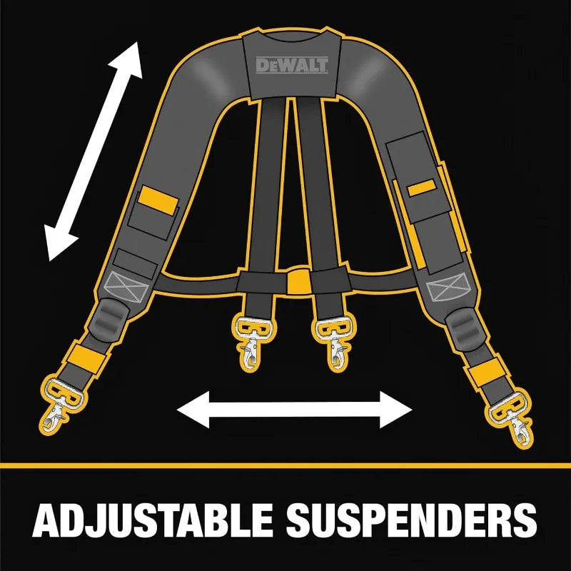 DEWALT Professional Tool Rig with Suspenders – 25 Pockets Heavy Duty