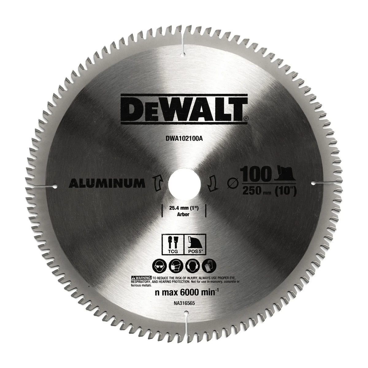 DEWALT Carbide Tipped Saw Blade 250mm for Aluminium Precision Cutting