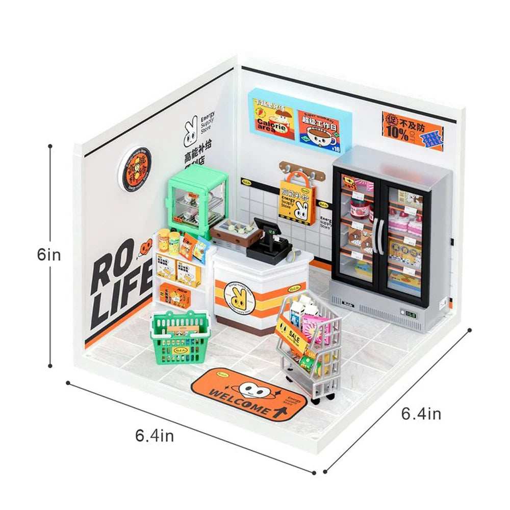 Robotime DIY Miniature Cafe & Energy Supply Store Building Set