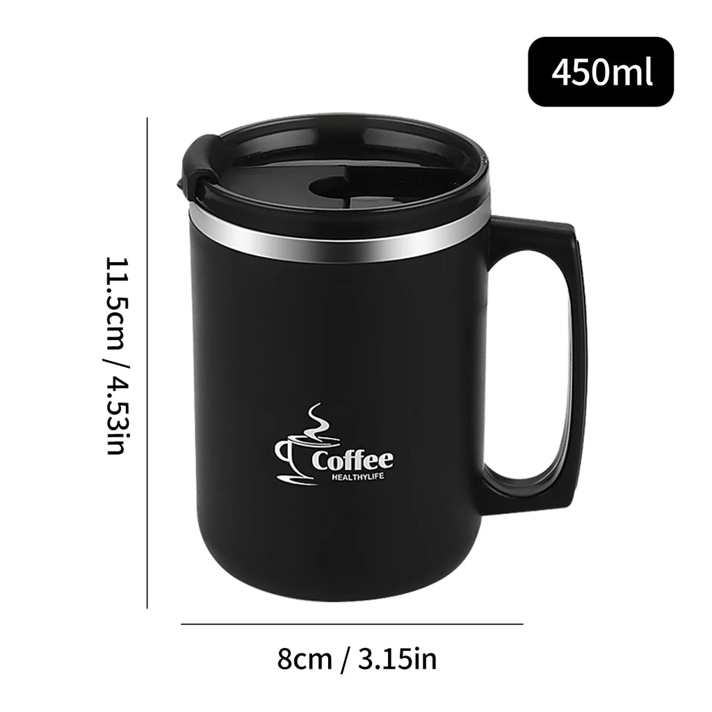 Double-Layer Insulated Stainless Steel Coffee Mug with Handle