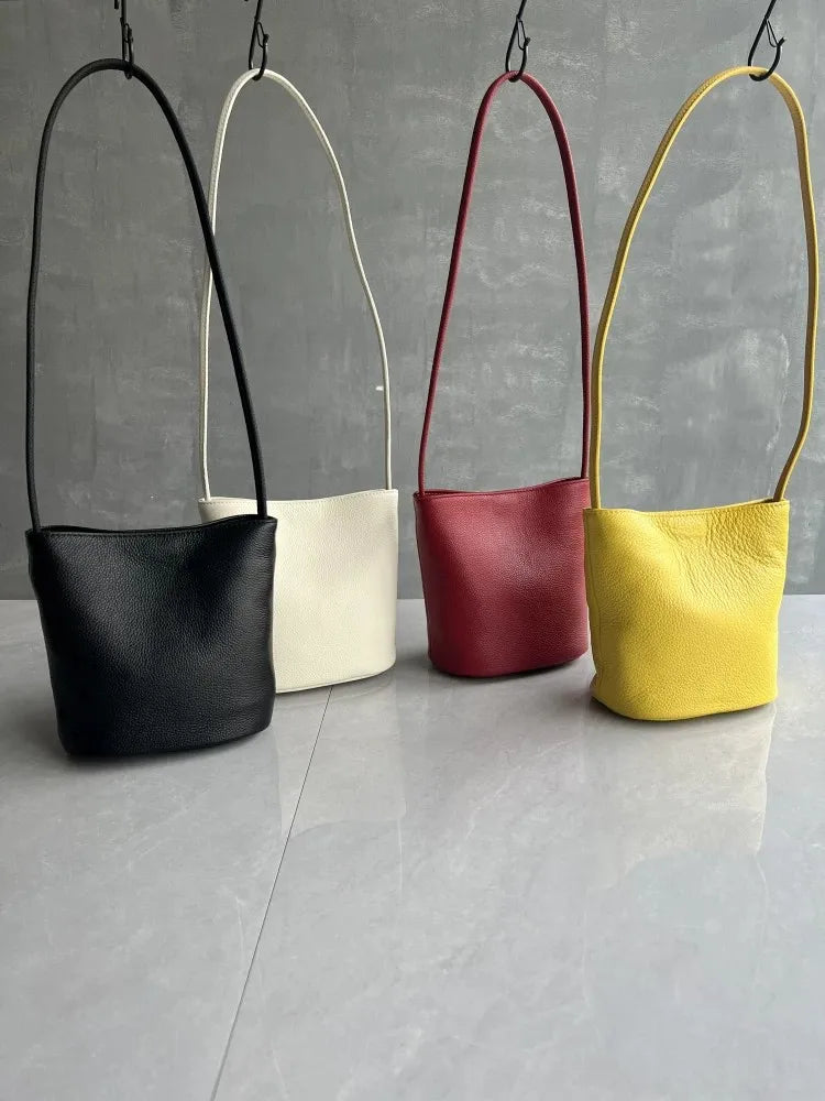 Versatile Women's Bucket Bag | Premium Cowhide Leather Crossbody