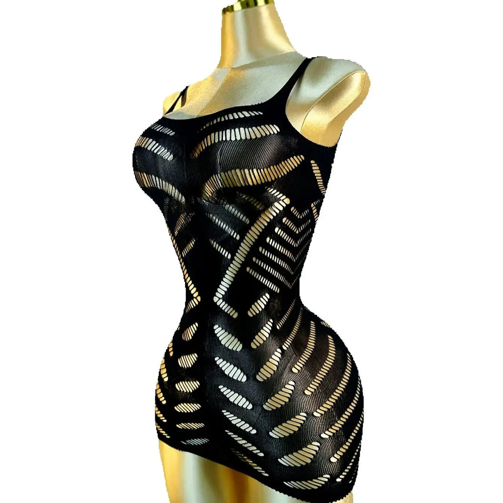 Elegant Hollow Out Fishnet Cover-Up Dress for Summer Beach Fun