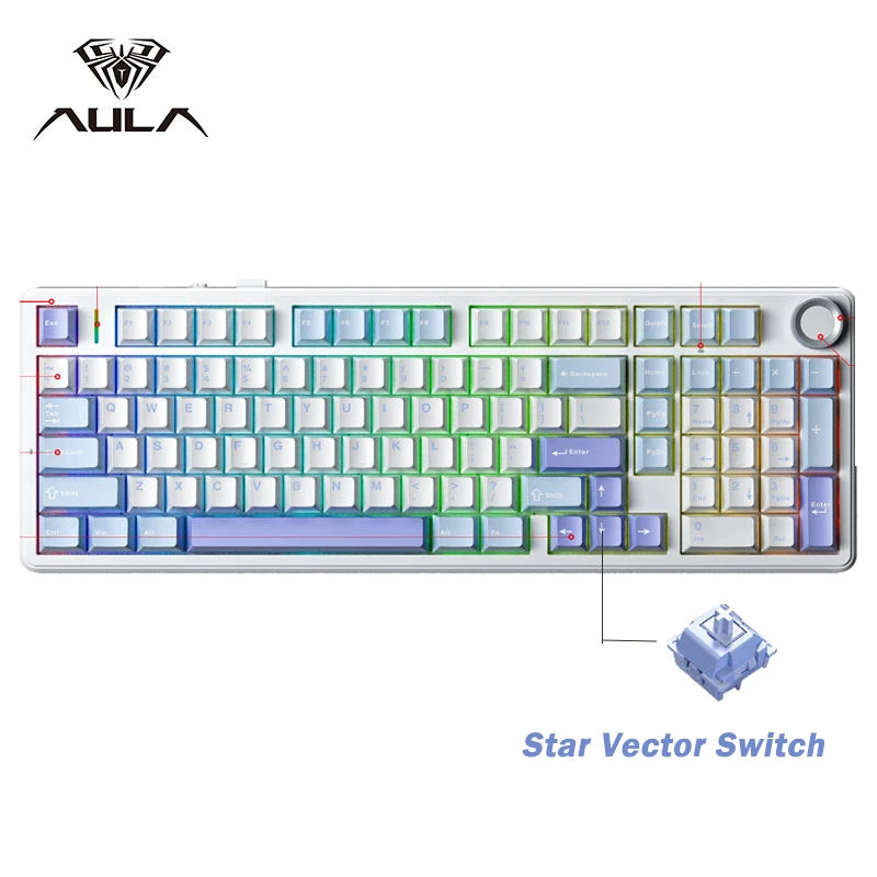 AULA F99 PRO Wireless Mechanical Gaming Keyboard - Tri-Mode, Compact