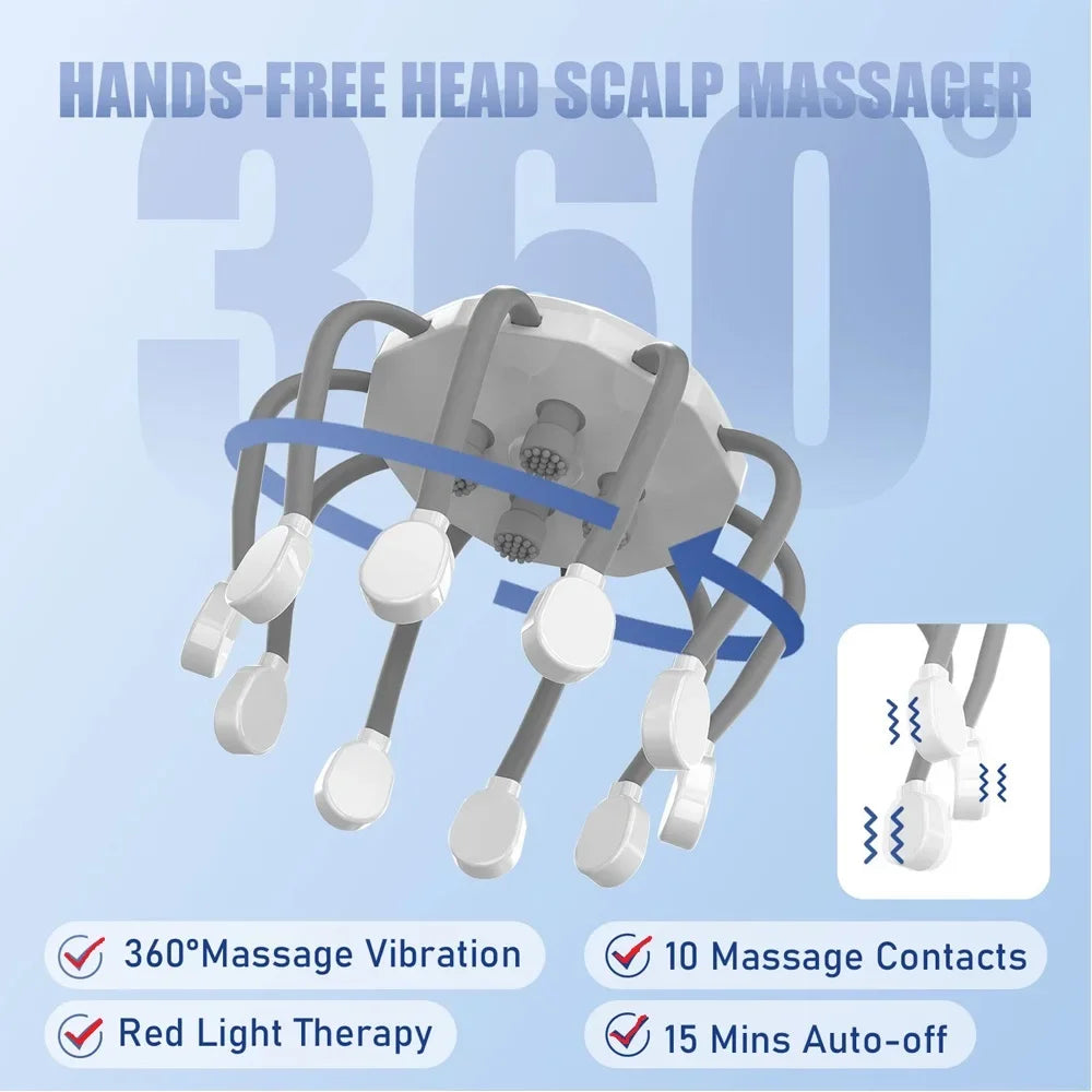 Electric Scalp Massager & Red Light Therapy for Stress Relief