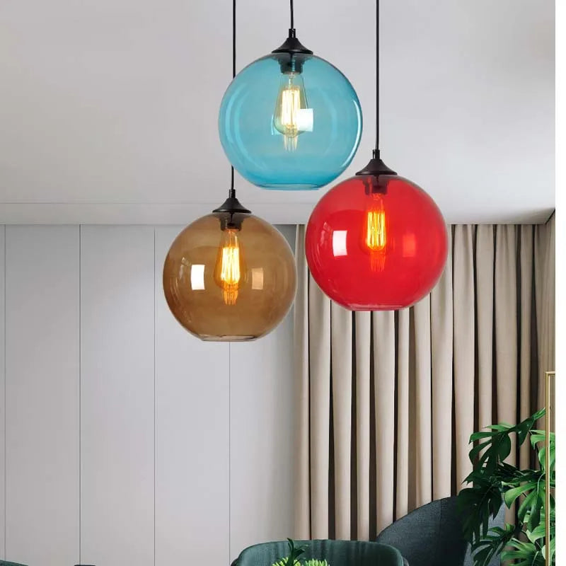 Colorful Handcrafted Glass Ball Pendant Light for Modern Dining Spaces