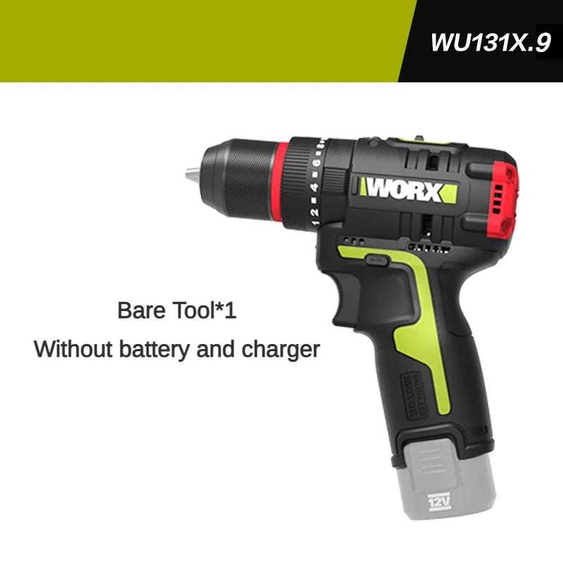 WORX WU131X Cordless Impact Drill - 40Nm Brushless Motor, 12V