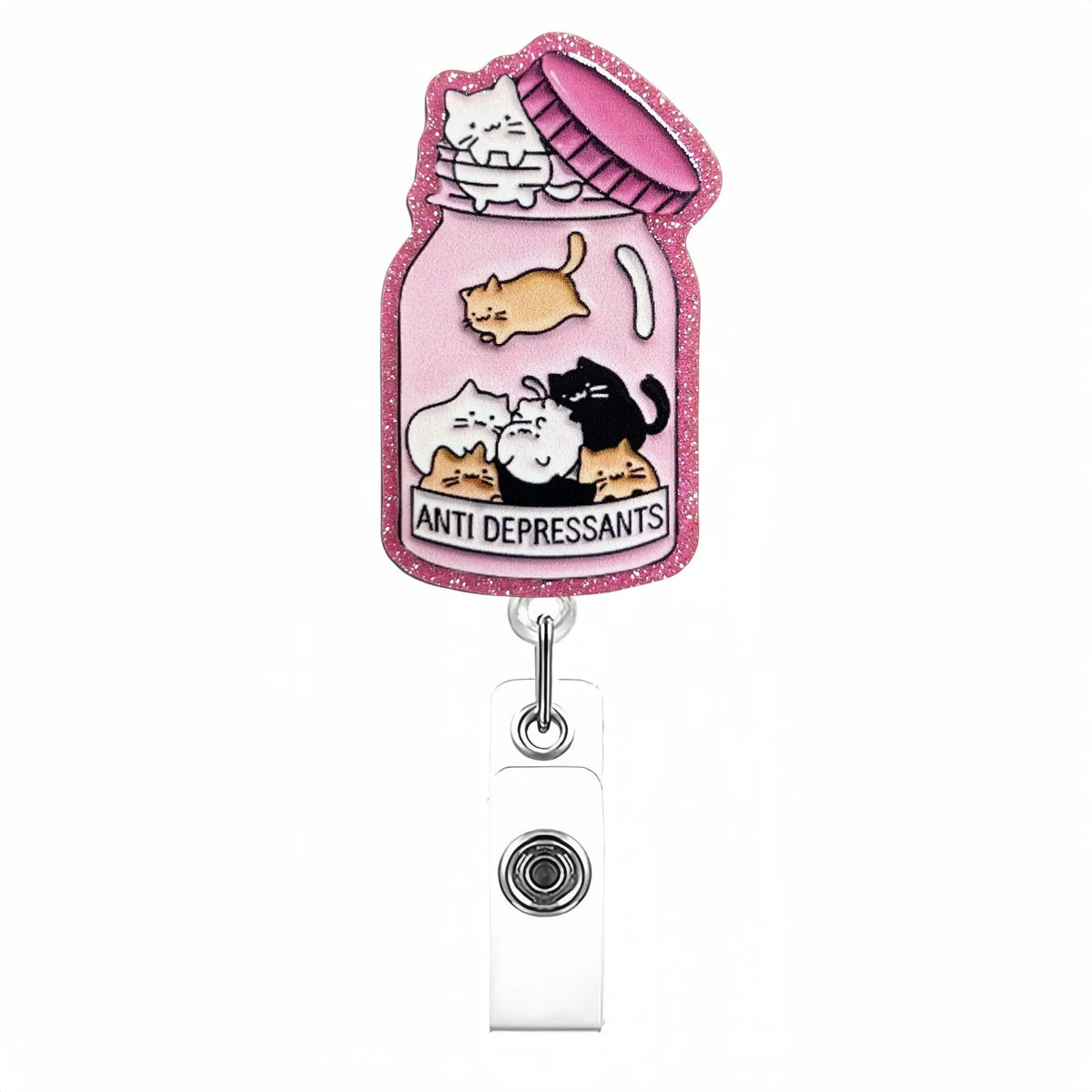 Cute Shiny Acrylic Pet Badge Reel - Retractable Cat & Dog ID Holder