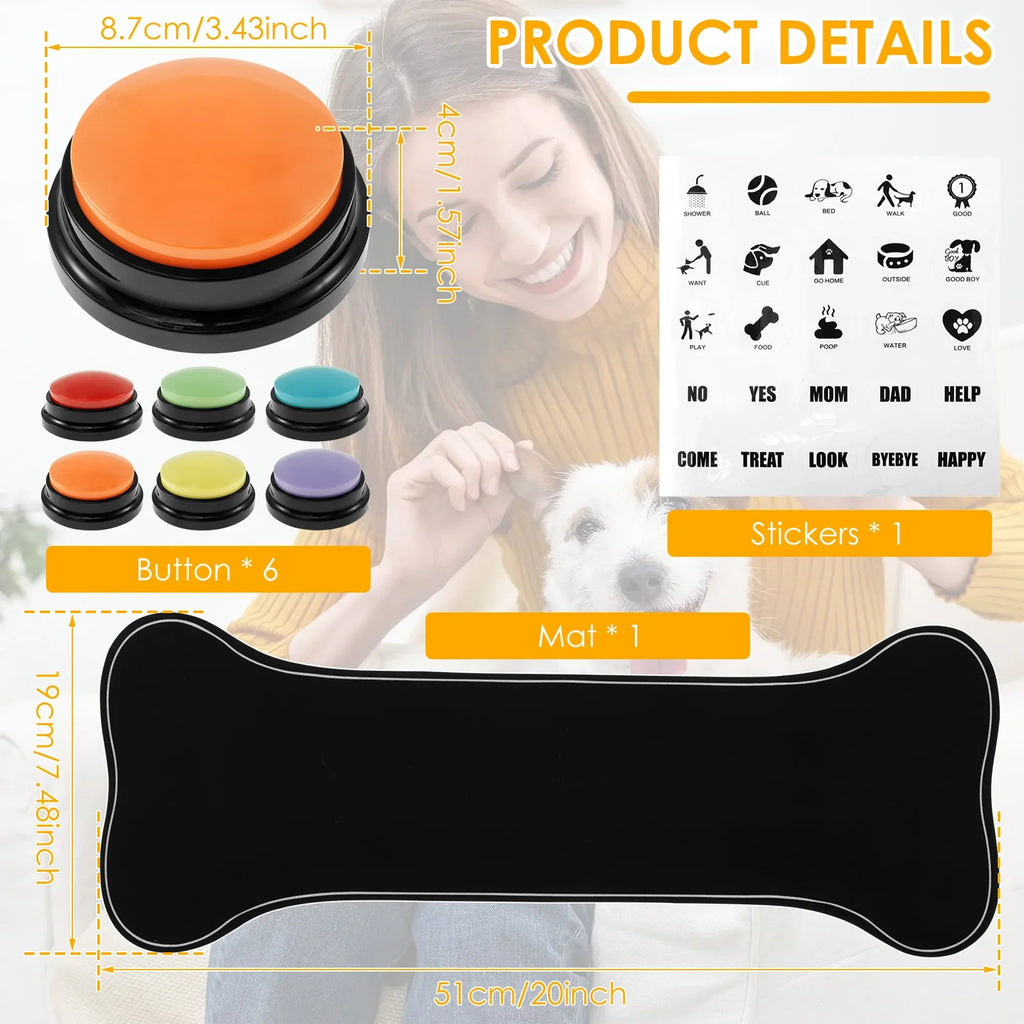 Interactive Dog Training Voice Buttons - Record & Playback Set