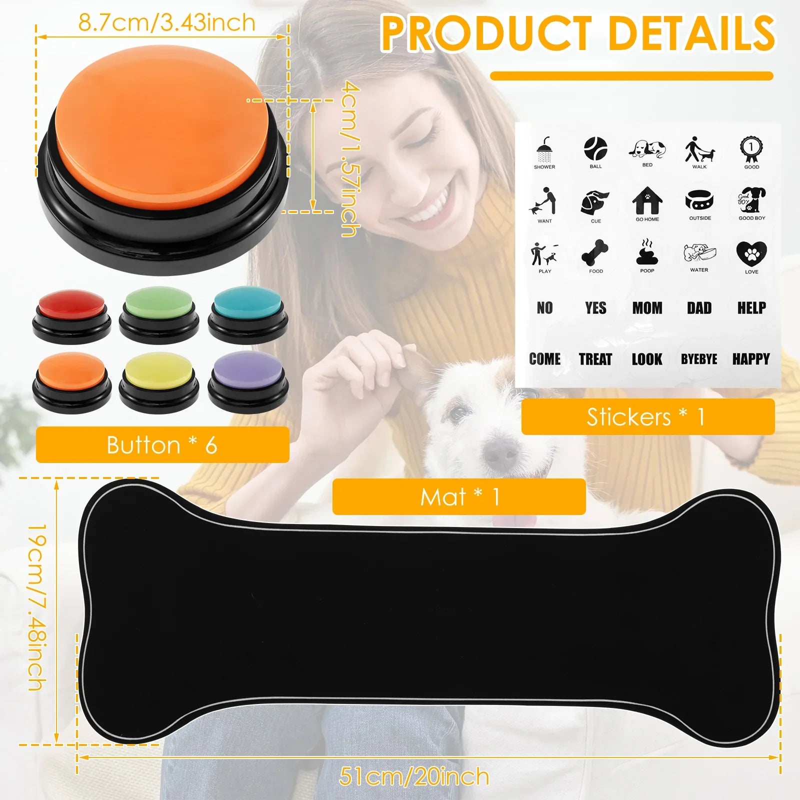 Interactive Dog Training Voice Buttons - Record & Playback Set