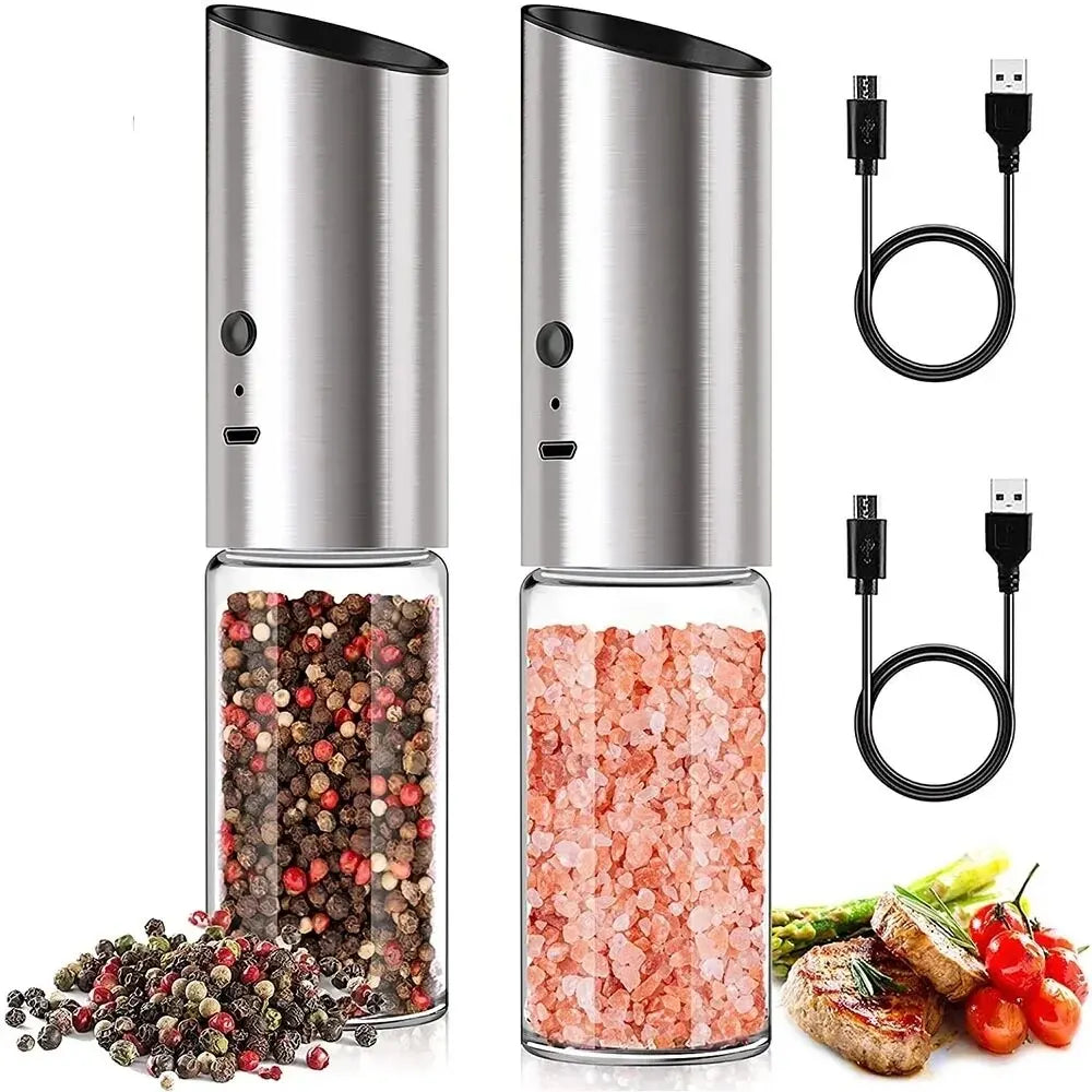 USB Rechargeable Electric Salt & Pepper Grinder Set - Automatic & Eco-Friendly