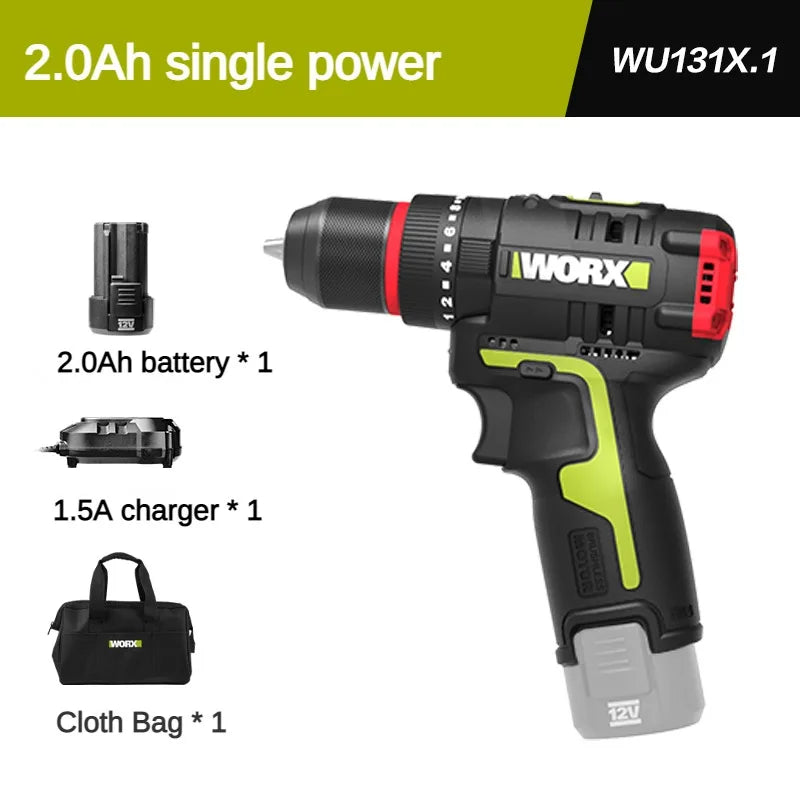 WORX WU131X Cordless Impact Drill - 40Nm Brushless Motor, 12V