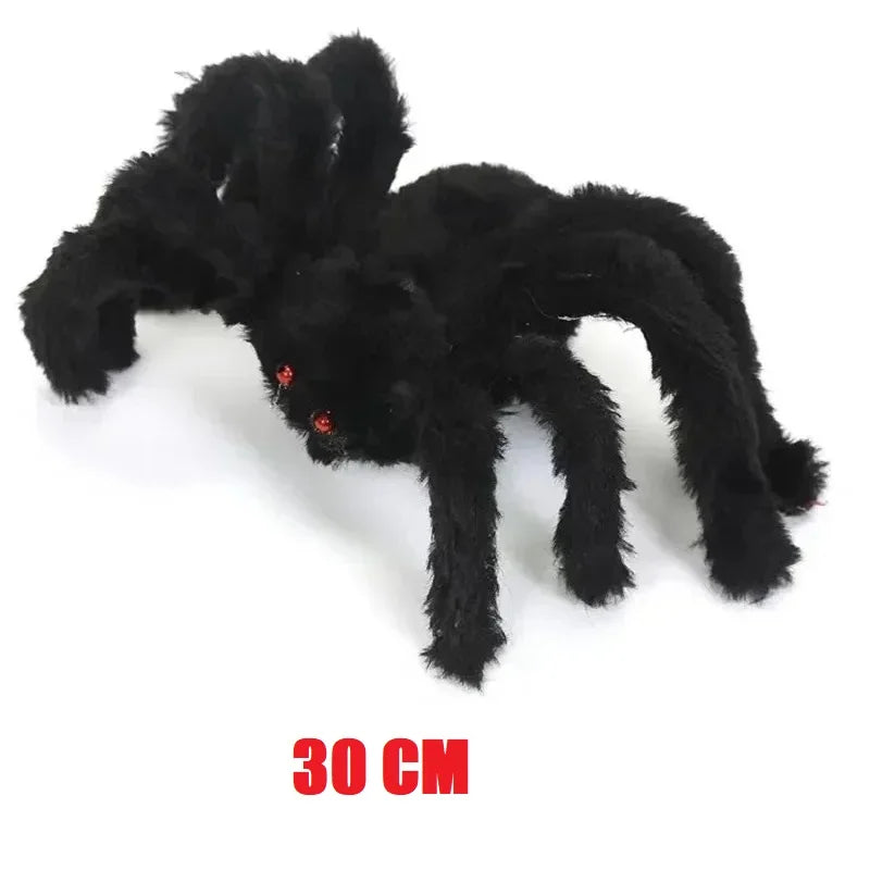 Giant Black Plush Spider Halloween Decoration - Realistic Party Prop