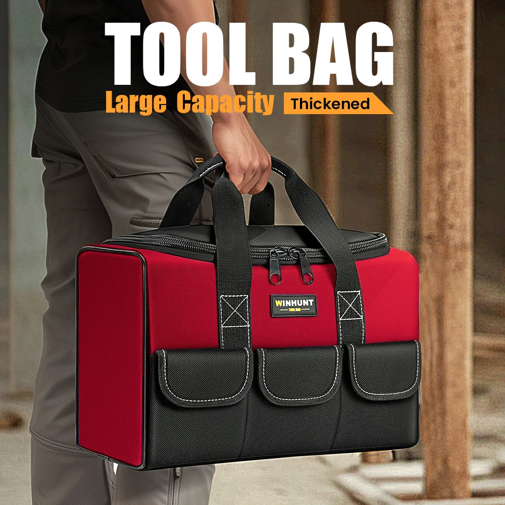 WINHUNT Heavy Duty Wide Mouth Tool Bag - Perfect for Electricians & Mechanics