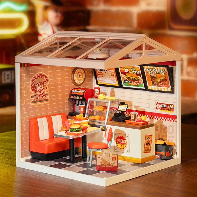 Robotime Rolife Super Creator Dollhouse Building Blocks - Yum Burgers Bar