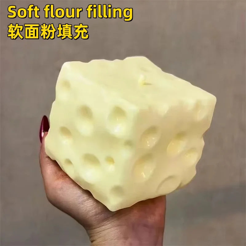 Jumbo Cheese Cube Stress Ball - Shapeable Squeeze Toy for Stress Relief