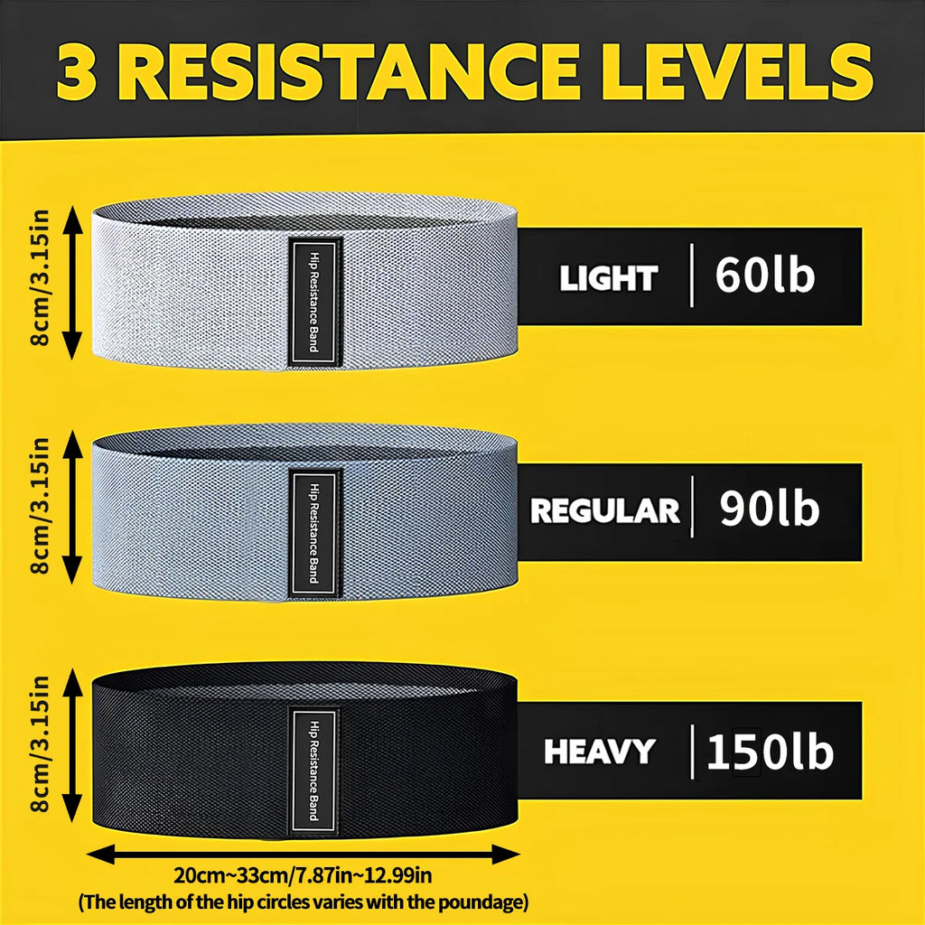 Elastic Resistance Bands for Legs & Hips - Non-Slip Workout Kit