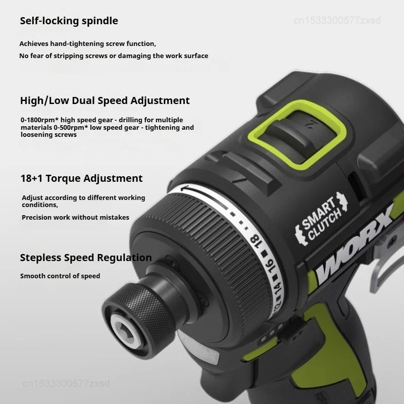 Worx WU139 Cordless Electric Impact Screwdriver - High Torque Power Tool