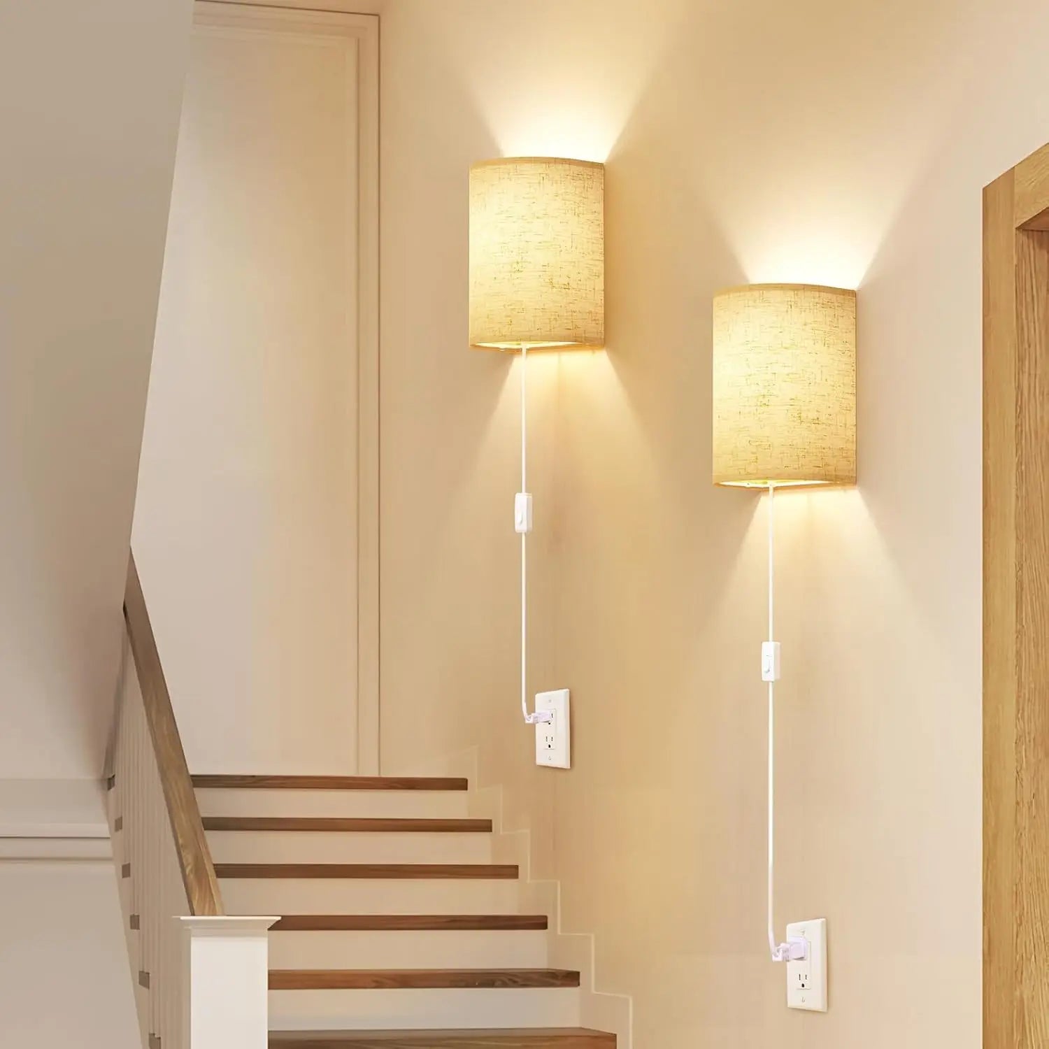 Stylish Plug-In Wall Lamp Set with Adjustable Color Temperature