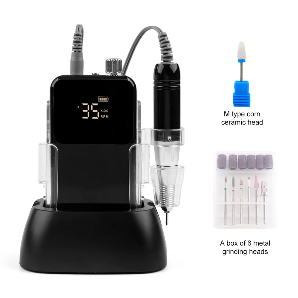 SIMINAIL Rechargeable Nail Drill - 35,000 RPM Electric File Machine