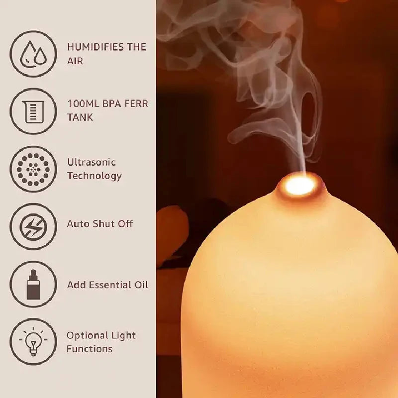 Elegant Ceramic Oil Diffuser with LED Light & Timer