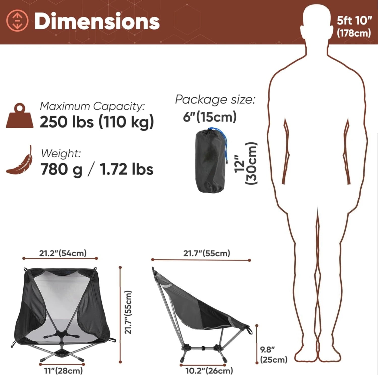 WESTTUNE Ultralight Camping Chair - Portable Aluminum Alloy Beach Chair