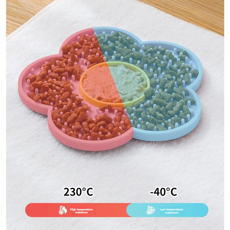 Silicone Pet Licking Mat - Flower-Shaped Slow Feeder with Suction