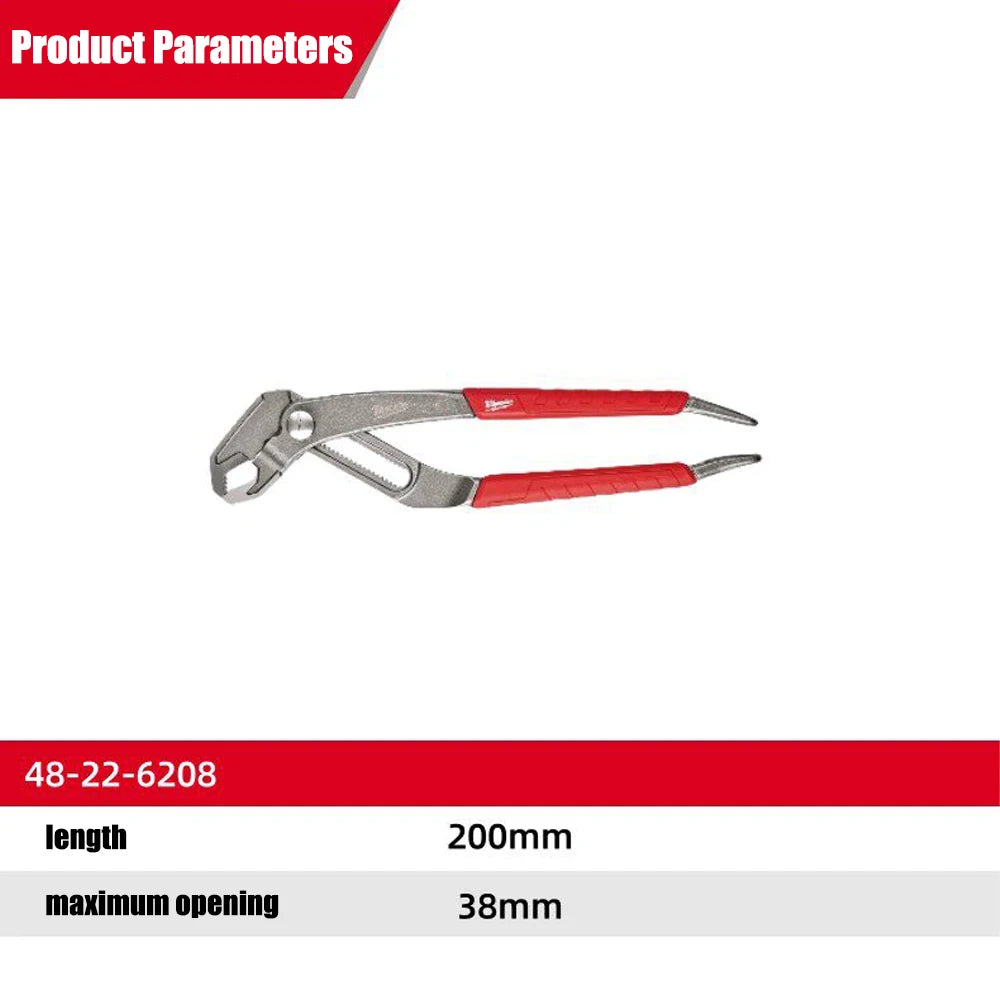 Milwaukee 8" Adjustable V-Jaw Pliers - Comfort Grip & Durable Design