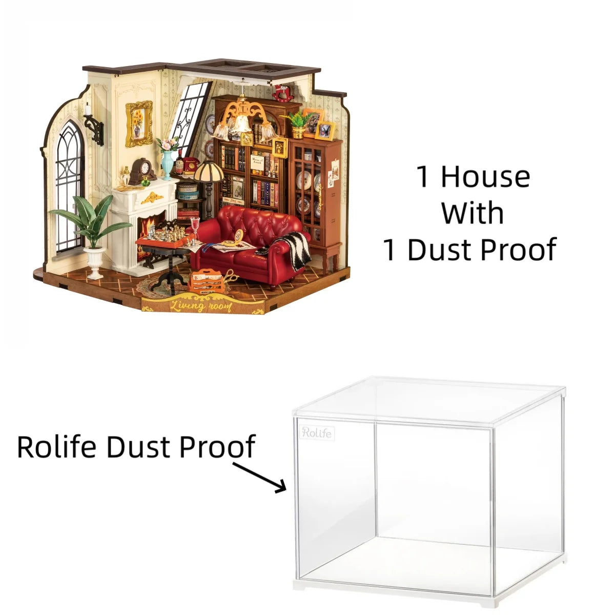 Robotime DIY Catherine's Living Room Dollhouse - Miniature Wooden Kit