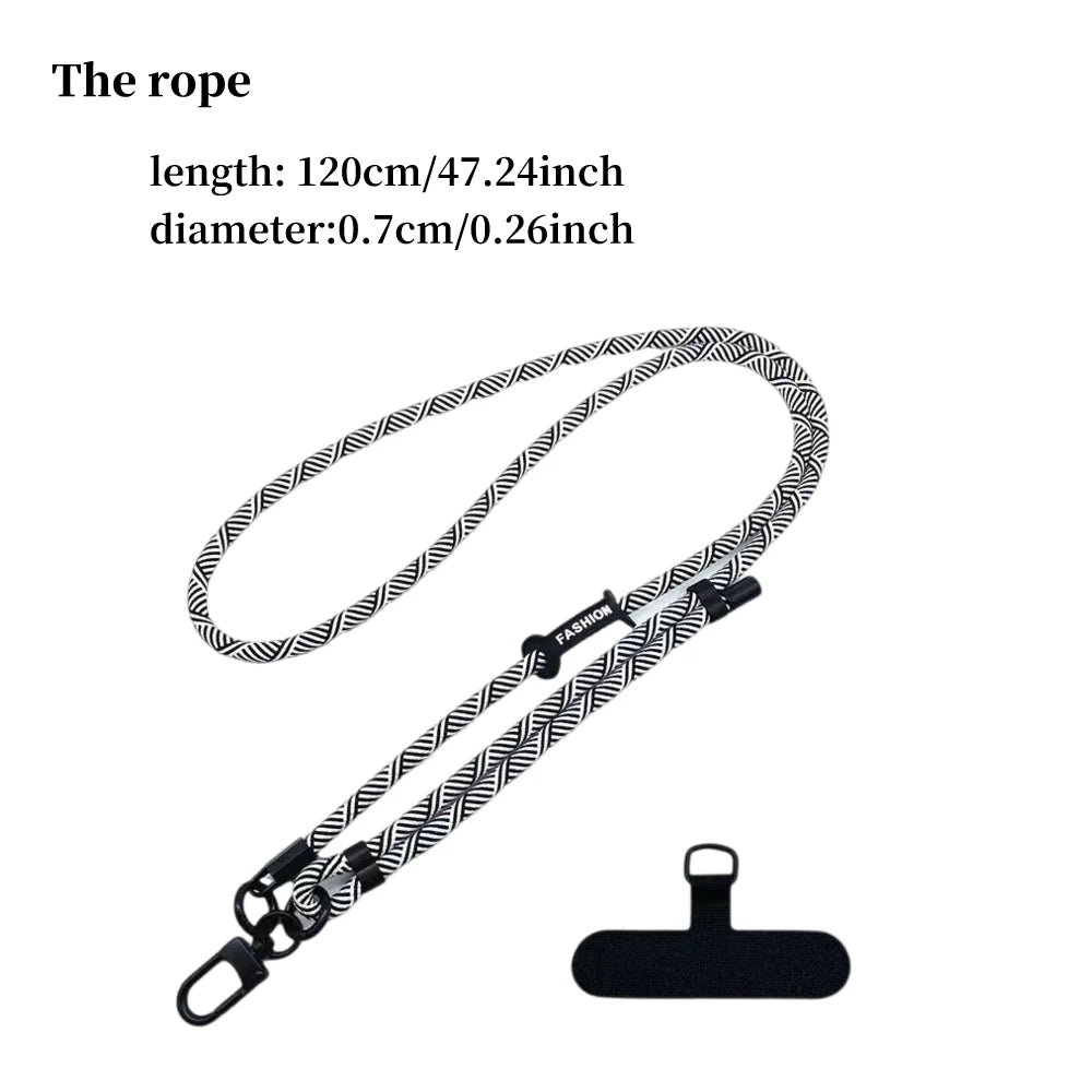 Adjustable Multi-Functional Crossbody Phone Lanyard - Black & White