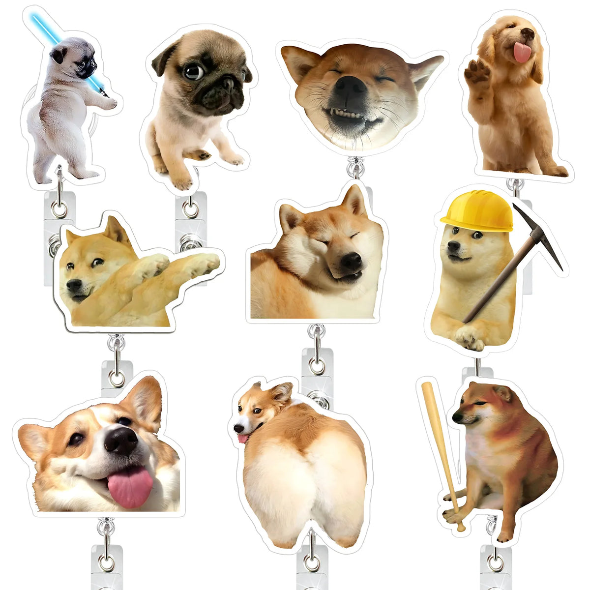 Funny Anime Dog Retractable Badge Reel - Perfect for Nurses & Students