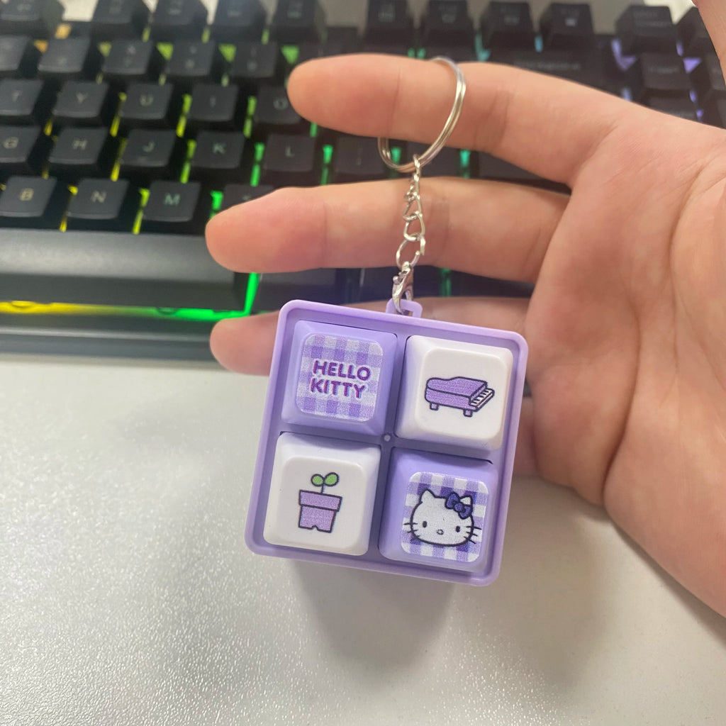 Kawaii LED Light Fidget Toy Keychain - Cute Stress Relief Pendant