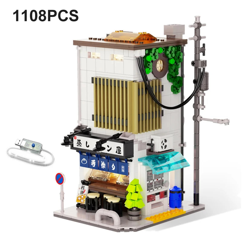 Cada City LED Japanese Steamed Bun House Building Blocks Toy - 1108 Pcs