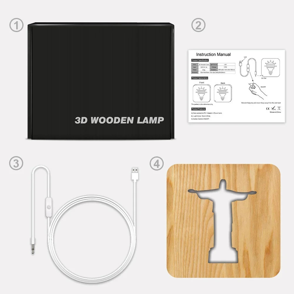 3D Glow Wood Cross Lamp - Inspirational Christian Decor Gift