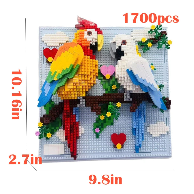 3D Micro Animal Blocks for Creative Wall Art - Sharks & Eagles DIY Kit
