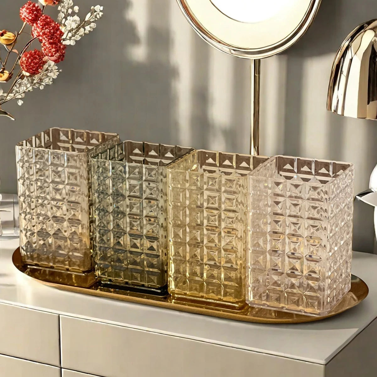 Clear Plastic Makeup Brush Holder - Stylish Organizer