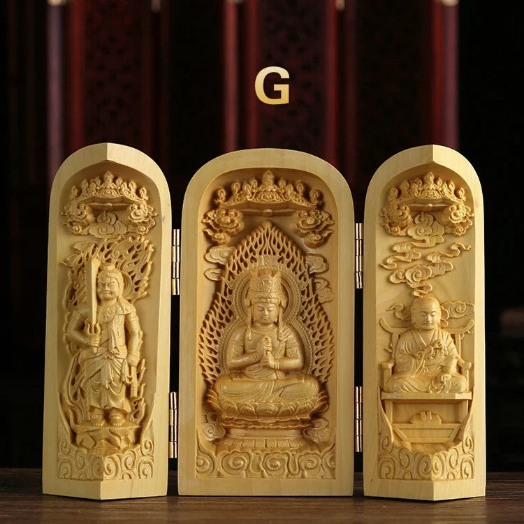 Boxwood Guanyin Buddha Statue - Elegant Wooden Art Decor