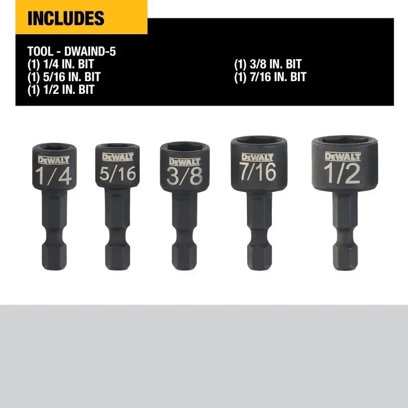DEWALT 5-Piece Impact Ready Magnetic Nutsetter Set for Quick DIY