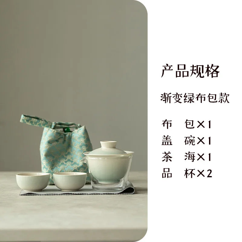Vibrant Handmade Teaware Set for Outdoor Adventures - Portable & Stylish