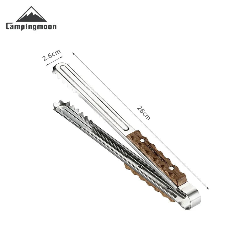 Stainless Steel BBQ Tongs with Teakwood Handle - Essential Grilling Tool