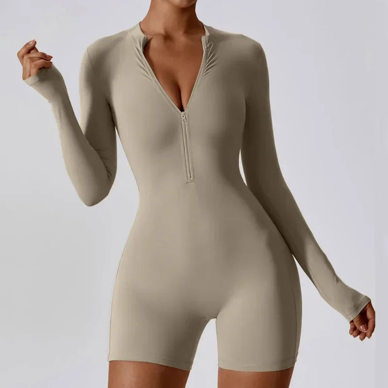 STOWN Long Sleeve Yoga Jumpsuit - Stylish Slim Fit for Active Use